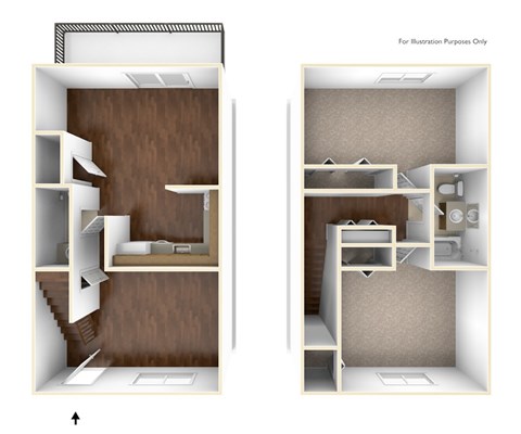 2 Bed 1 Bath Floor Plan at Rolling Green Apartments, Massachusetts, 01002